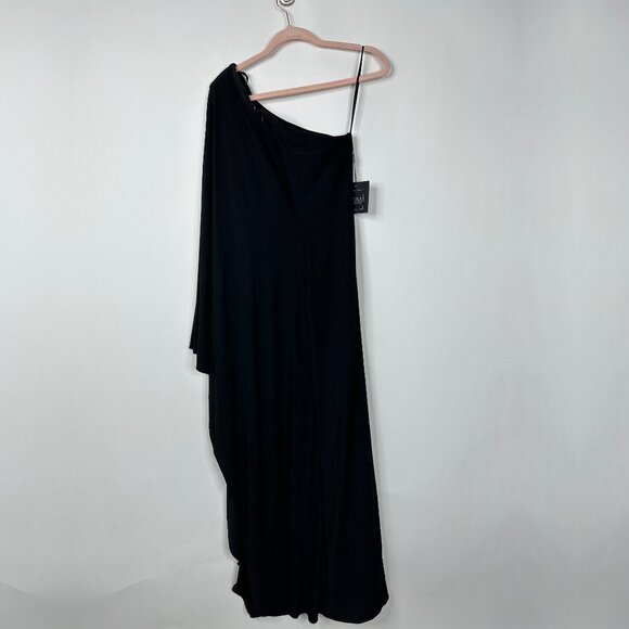 NWT Mac Duggal Draped One-Shoulder Jersey Gown Black XS #A0178 - Picture 2 of 5
